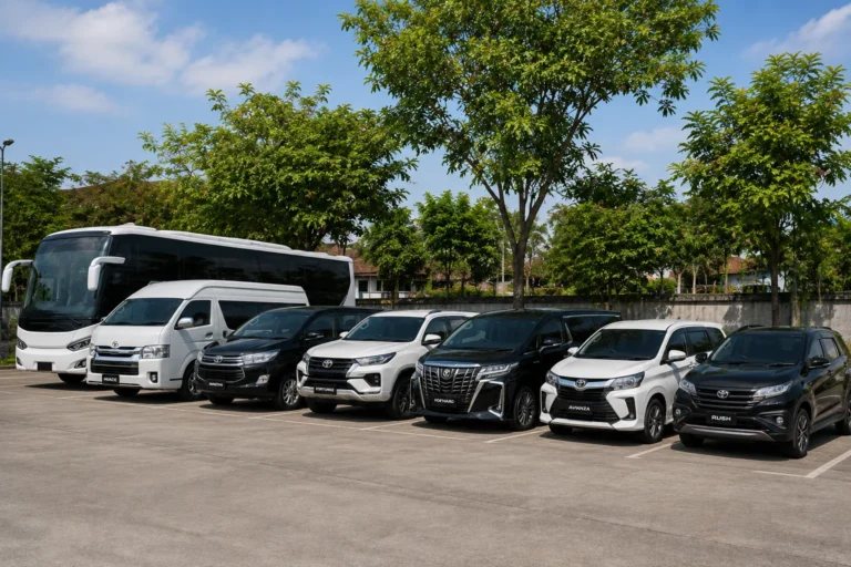 Mobil rental siap digunakan untuk perjalanan di Bandung